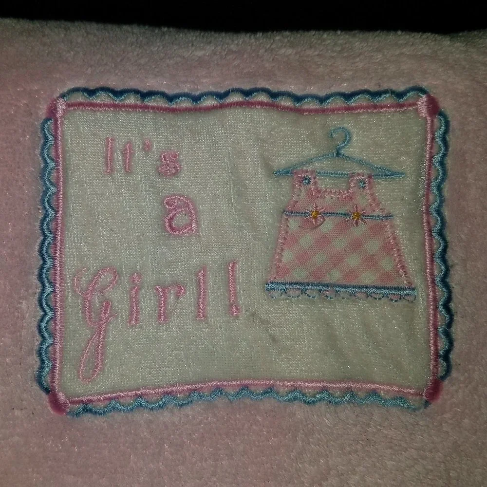 It's A Girl Pink Fleece Baby Blanket Lovey Gingham